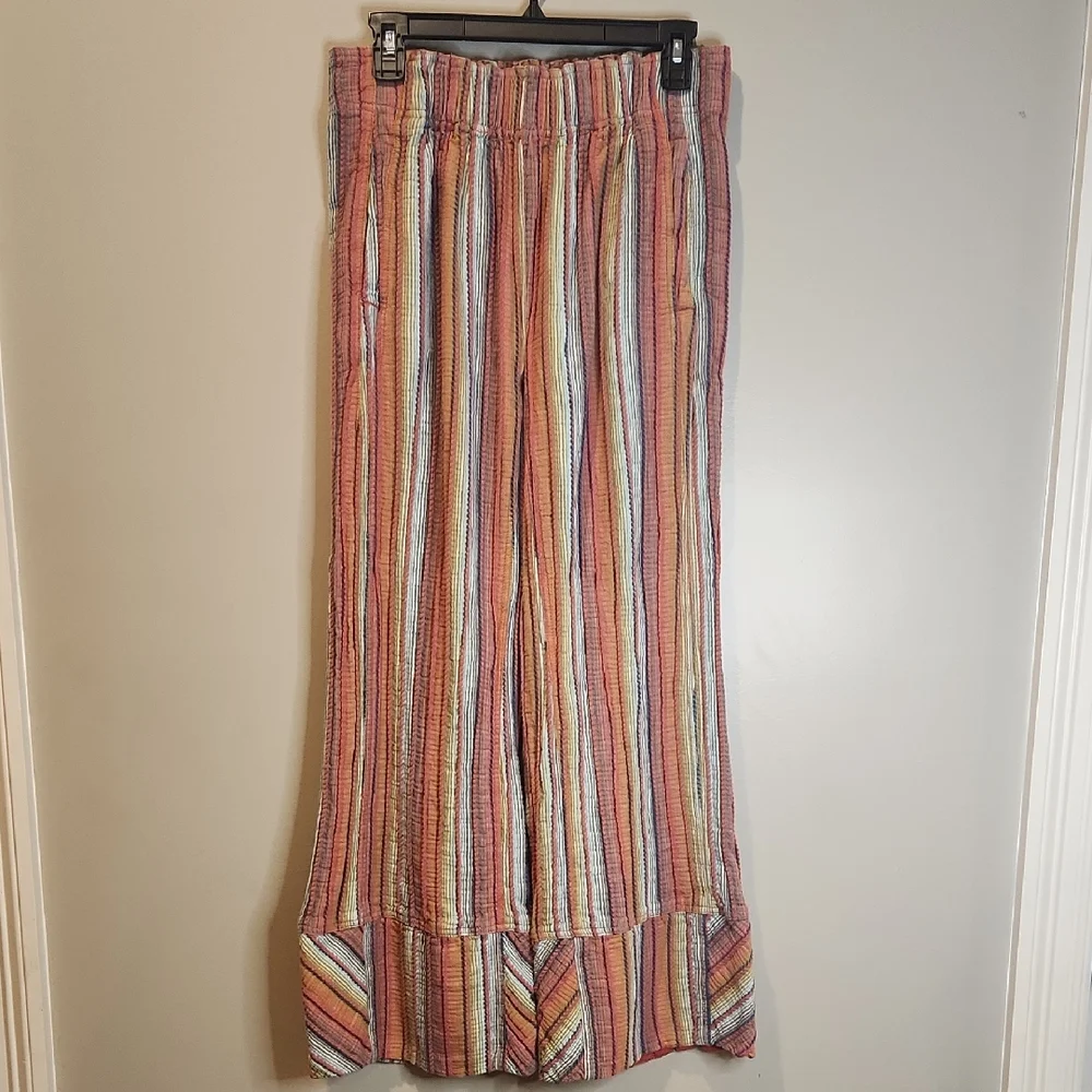 Free People Textured Striped Wide Leg Pants M/L (Tag Removed) - Picture 1 of 6